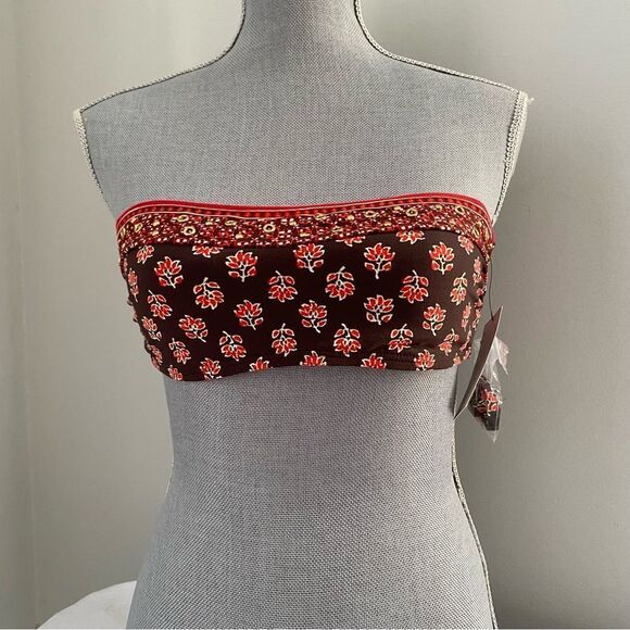 Michael Michael Kors Women’s Bandeau Floral Print Tie Back Bikini Top size XS - Picture 1 of 3
